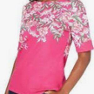 Karen Scott Women's Petite Petite Floral Boat-Neck Top